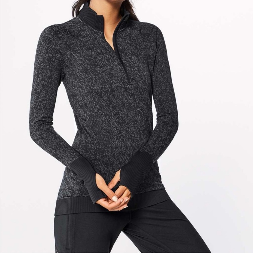 Perfect Like New Lululemon Rest Less 1/2 Zip Pullover Black / Dark Cast Size 6